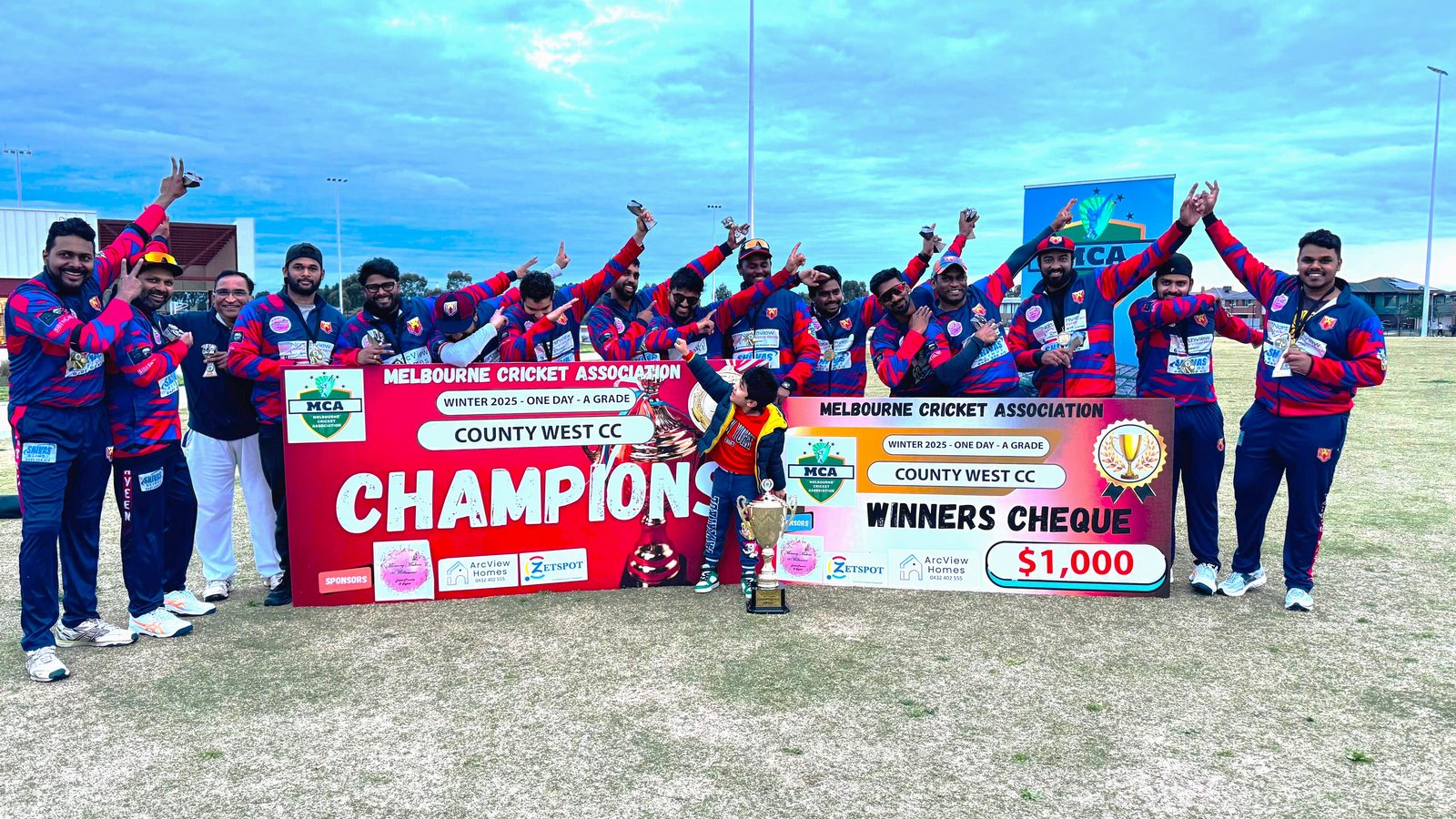 County West CC with the Winter 2025 One Day A Grade championship banner